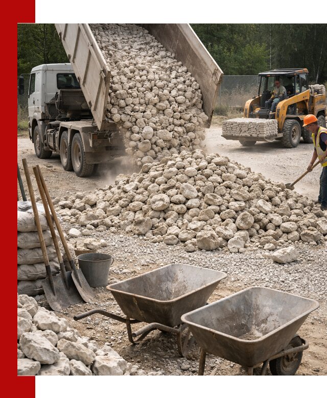 Доставка и продажа бутового известнякового камня в Партизанске