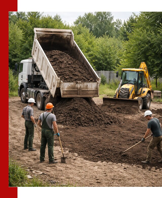 Доставка и укладка грунта для выравнивания участка в Партизанске