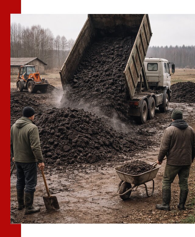 Доставка низинного торфа с разгрузкой и доставкой в Партизанске