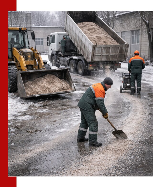Реагент против гололеда с доставкой и нанесением в Партизанске