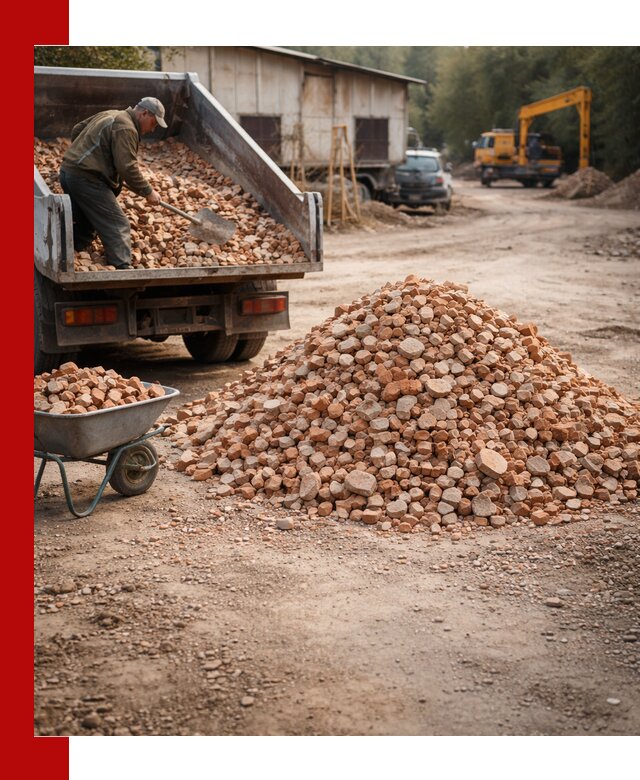 Доставка и подушка из боя кирпича с разгрузкой в Партизанске