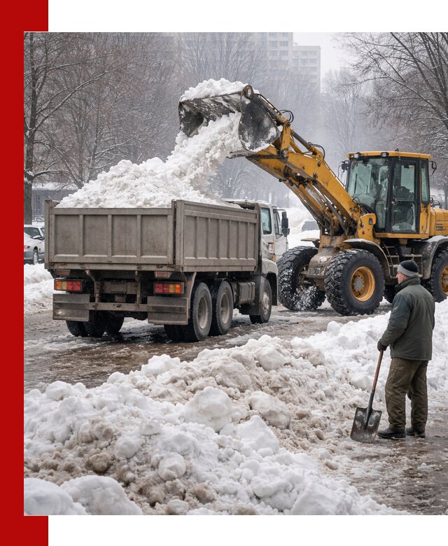 Вывоз снега грузовой техникой в Партизанске оперативно и чисто