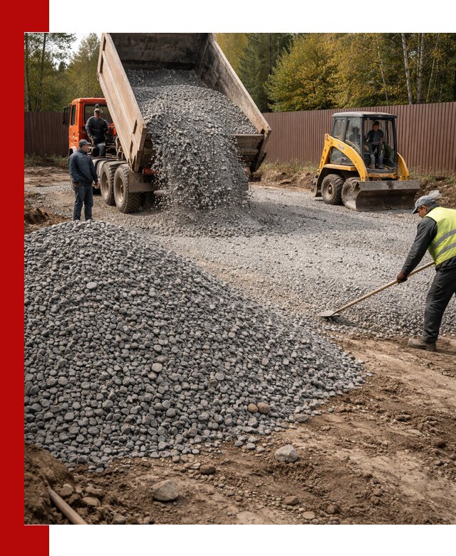 Отсыпка участка щебнем с доставкой и уплотнением в Партизанске